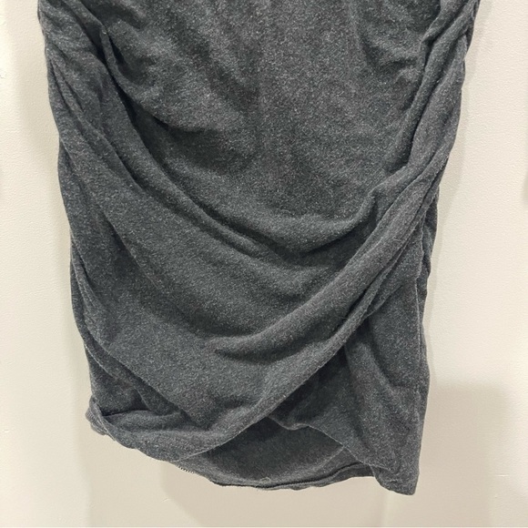 James Perse Long Sleeve Ruched Size Round Neck Wrap Front Dress Grey Size 2 - Picture 7 of 10